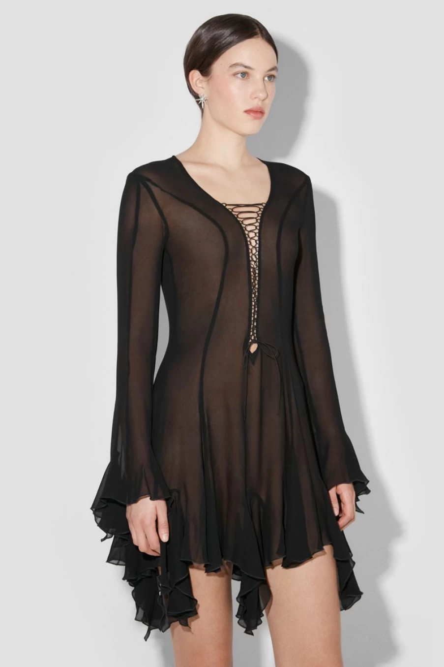 MISBHV Laced Chiffon Mini Dress Black Hot