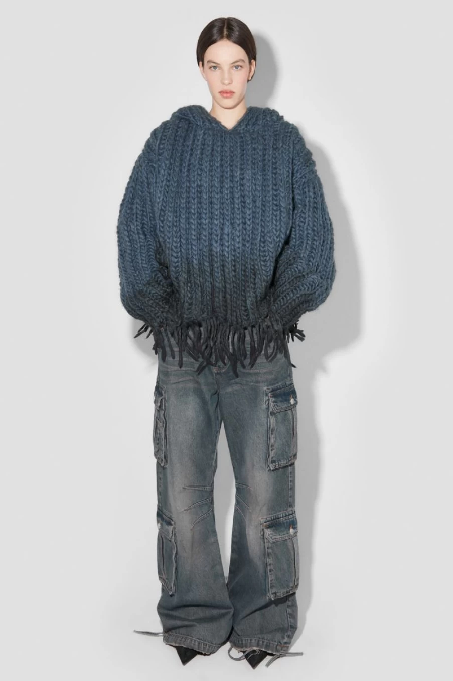 MISBHV Coated Bulky Knitted Hoodie Denim Blue Online
