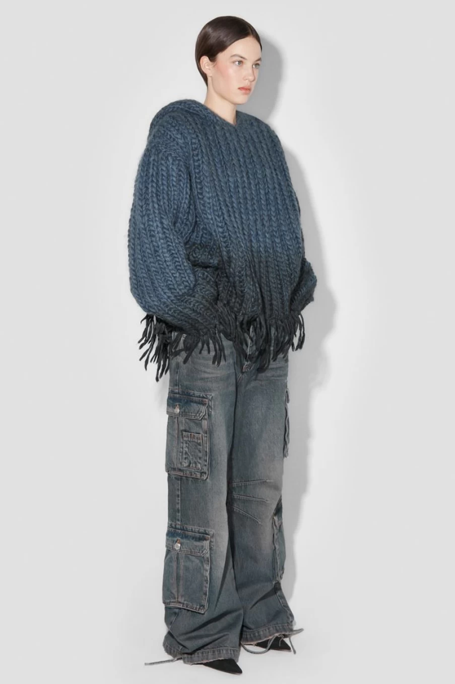 MISBHV Coated Bulky Knitted Hoodie Denim Blue Online