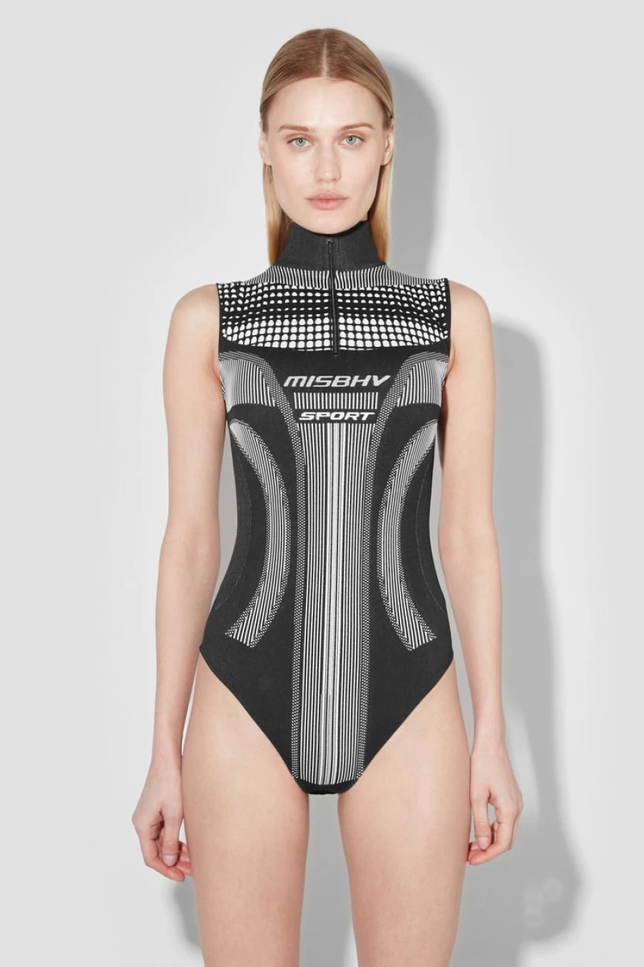 MISBHV Sport Europa Quarter Zip Bodysuit Black/White New