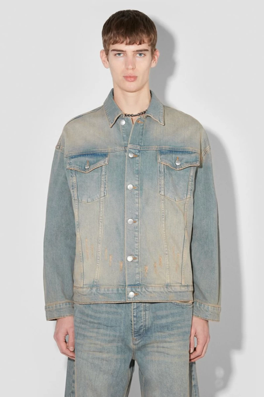 MISBHV Sunset Wash Oversized Denim Jacket Blue New