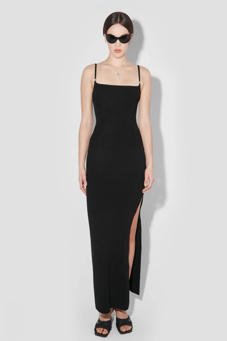 MISBHV Knitted Seamless Maxi Dress With Slit Black Wholesale