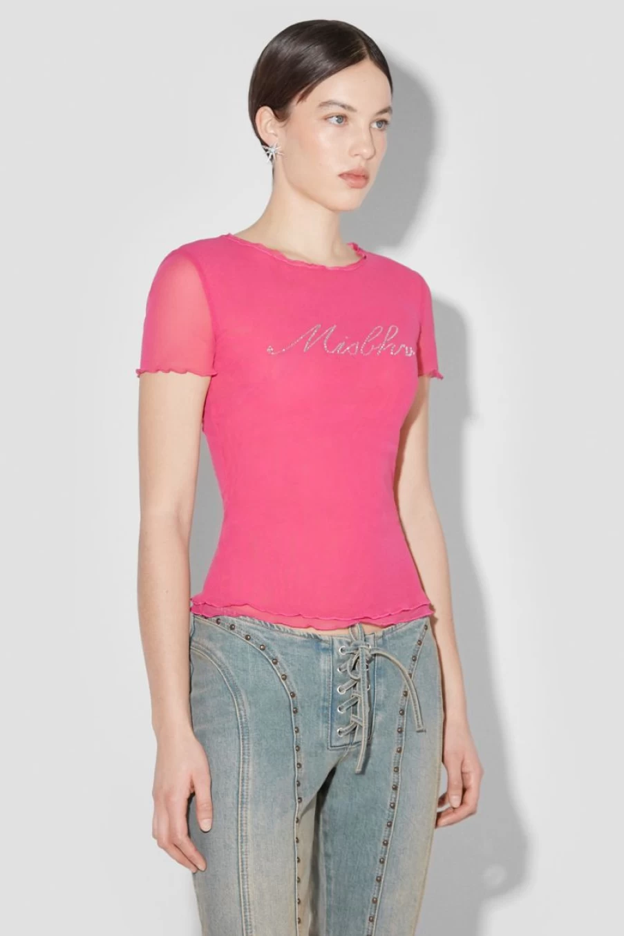 MISBHV Misbhv Crystal Mesh Baby T-Shirt Pink New