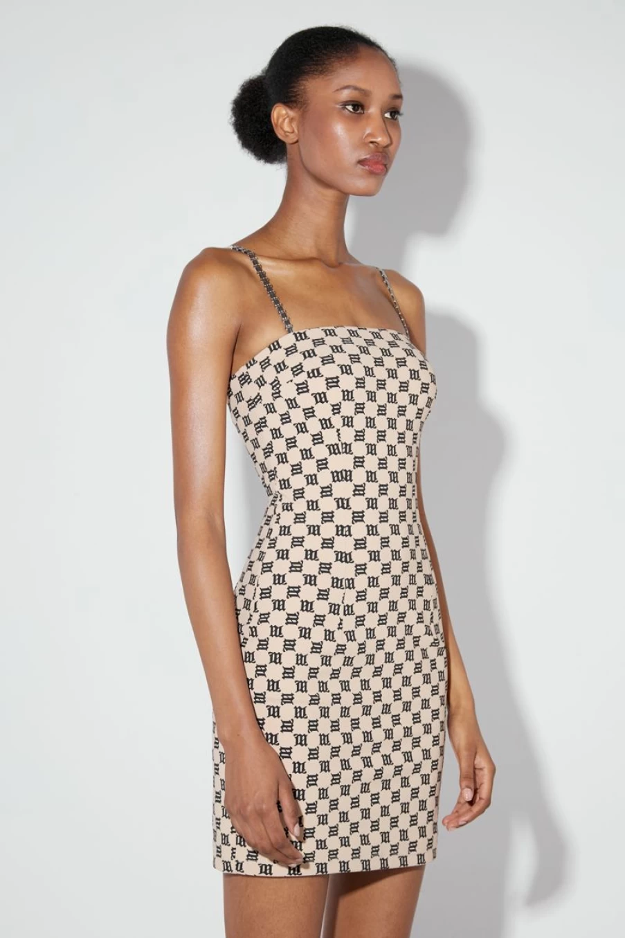 MISBHV Monogram Spaghetti Mini Dress Beige Hot