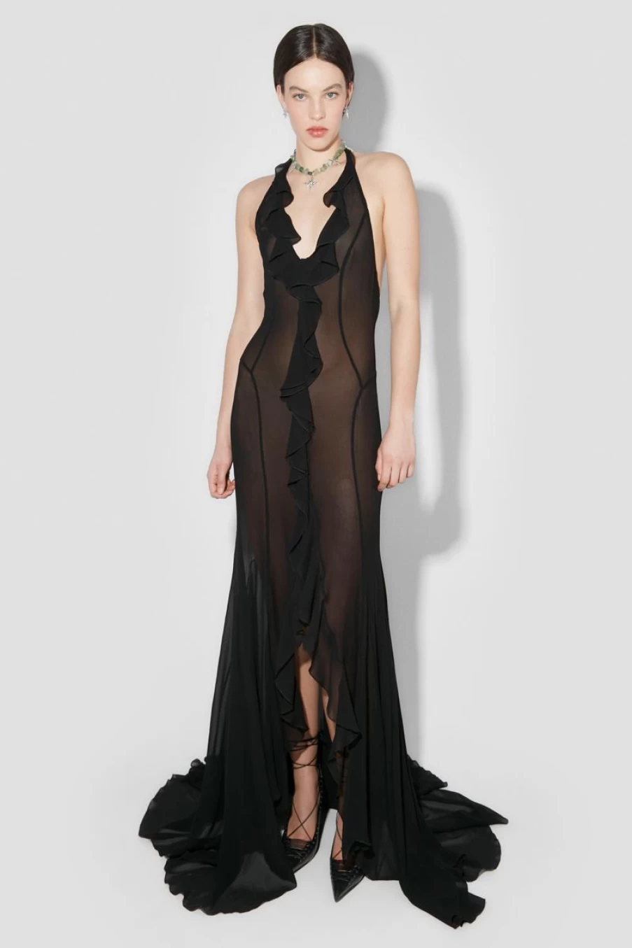 MISBHV Recycled Viscose Chiffon Maxi Dress Black Wholesale