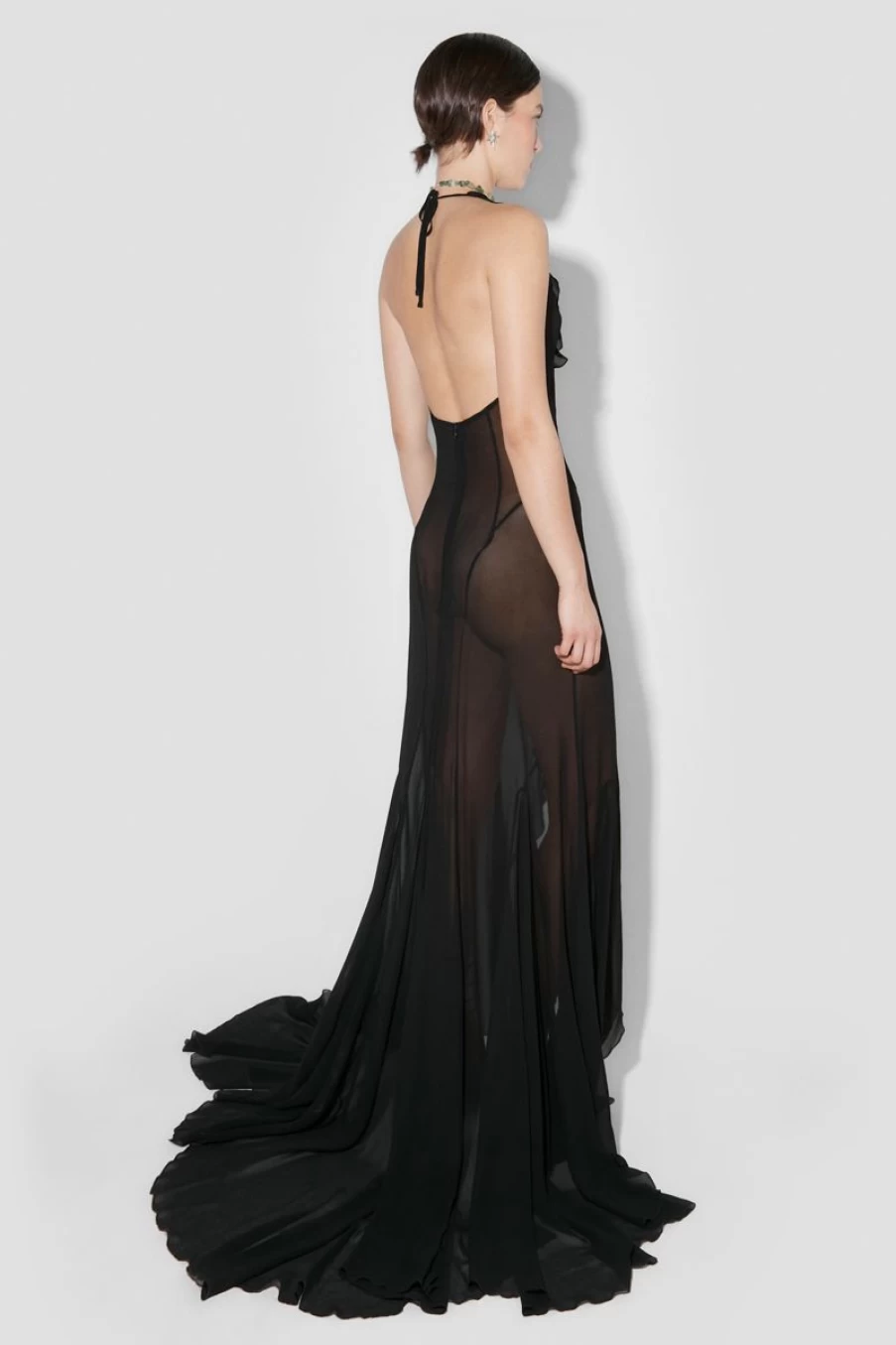 MISBHV Recycled Viscose Chiffon Maxi Dress Black Wholesale