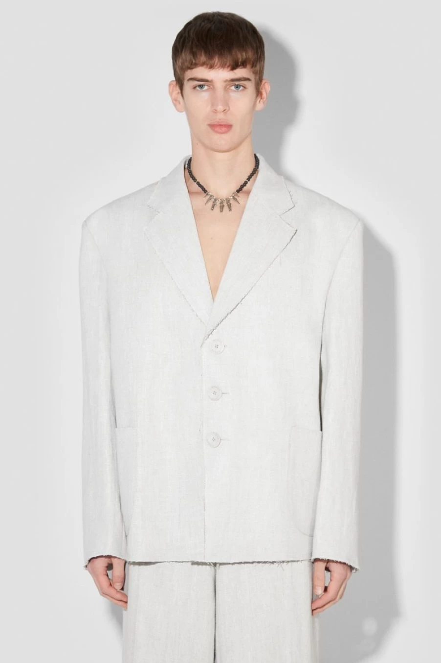 MISBHV Washed Linen Oversized Blazer Off White Online