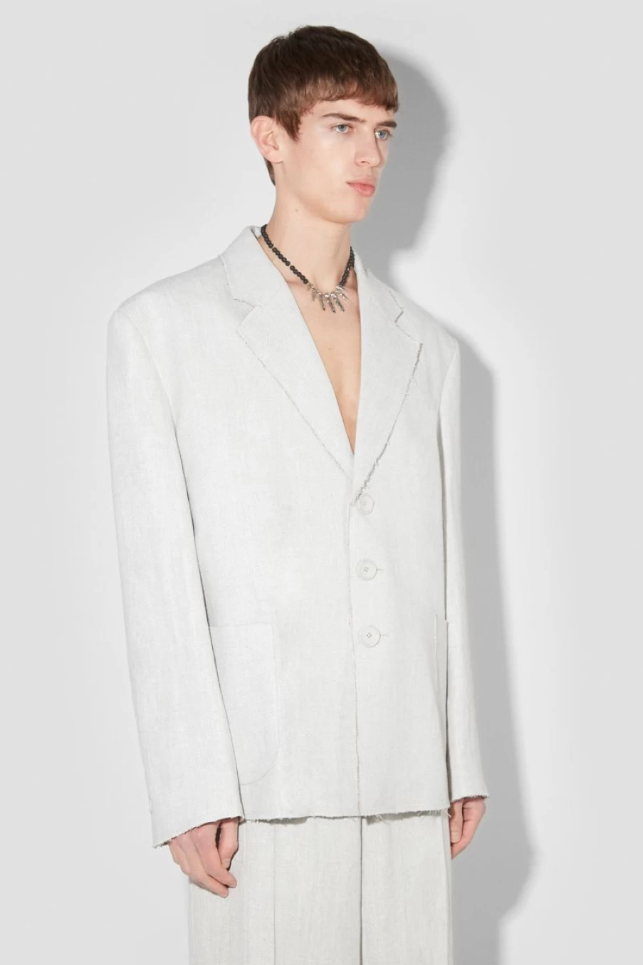MISBHV Washed Linen Oversized Blazer Off White Online