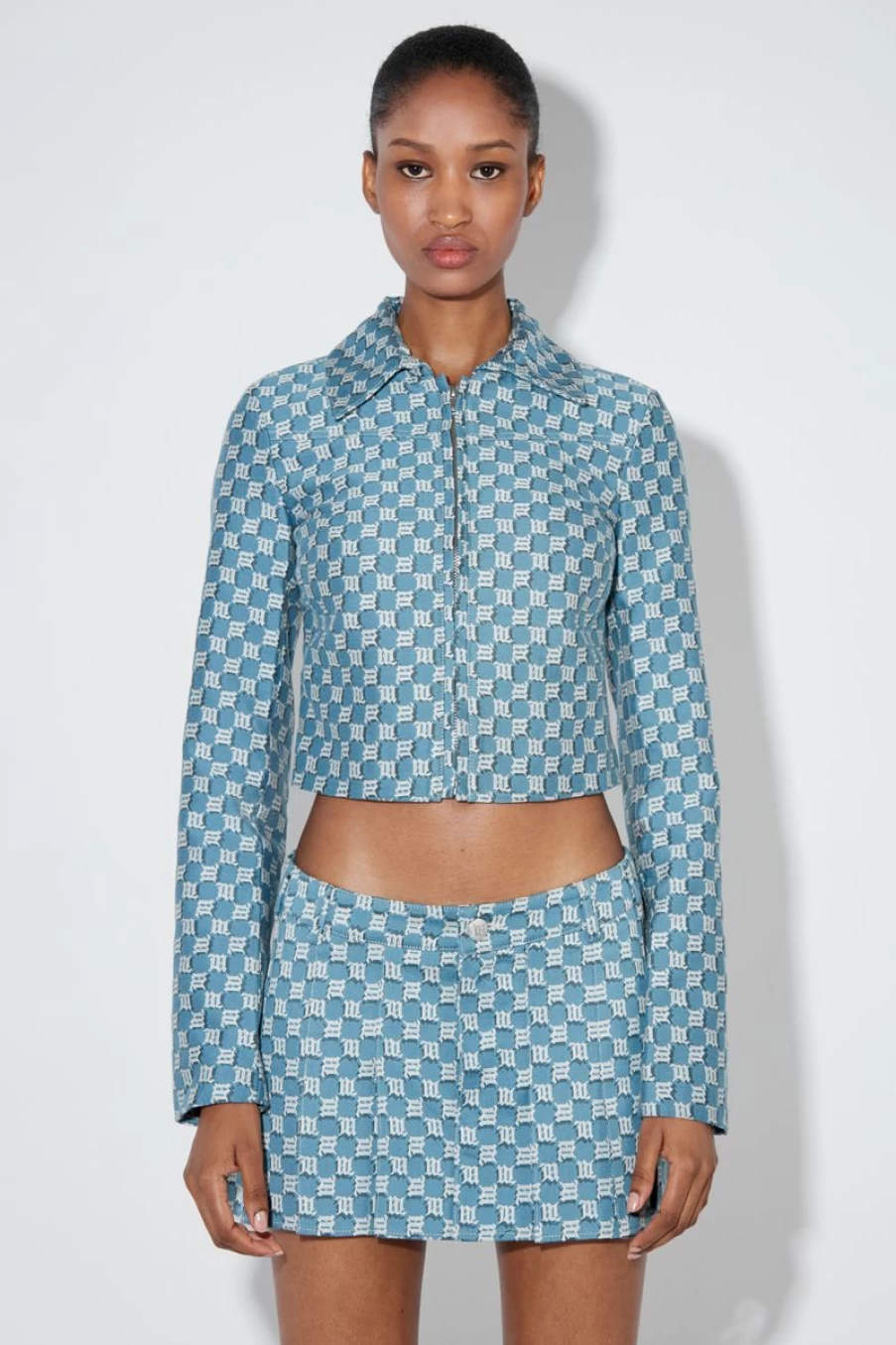 MISBHV Jacquard Canvas Monogram Cropped Jacket Blue Hot
