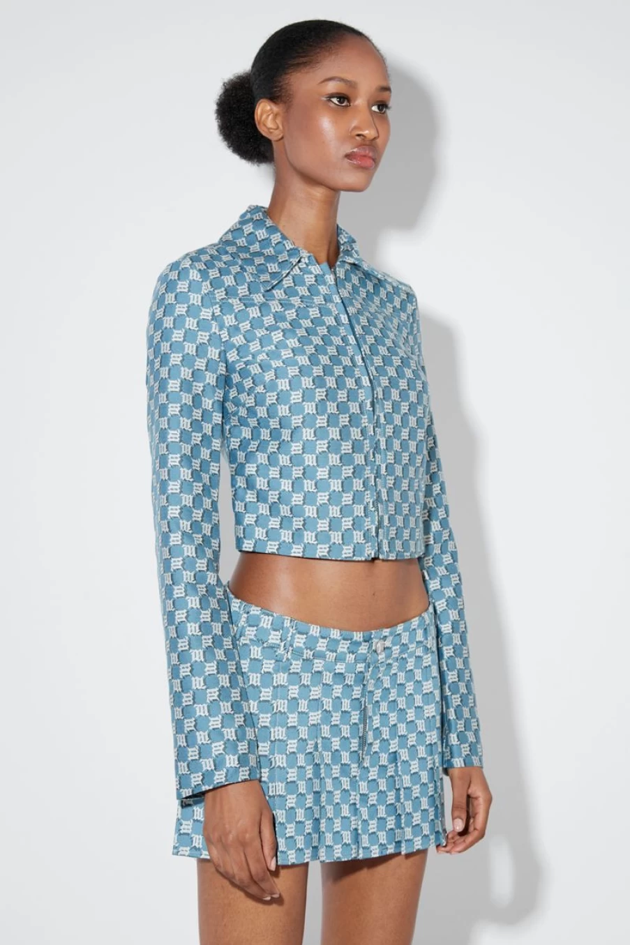 MISBHV Jacquard Canvas Monogram Cropped Jacket Blue Hot
