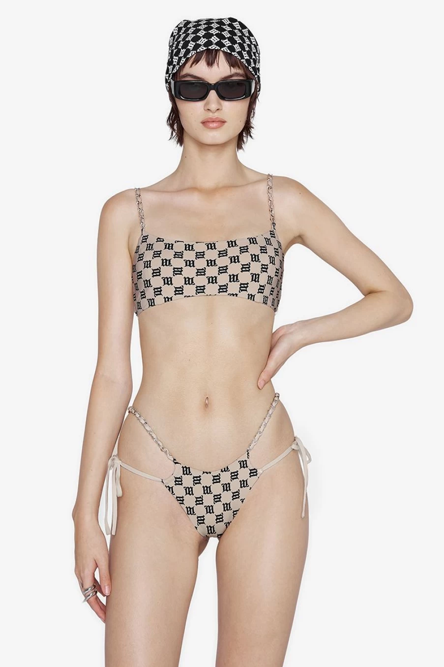 MISBHV Swim Chain Monogram Bikini Bottoms Beige Hot