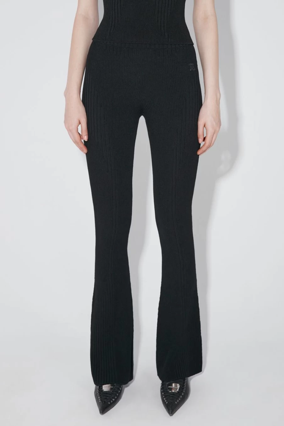 MISBHV Knitted Seamless Flared High Waisted Pants Black Online
