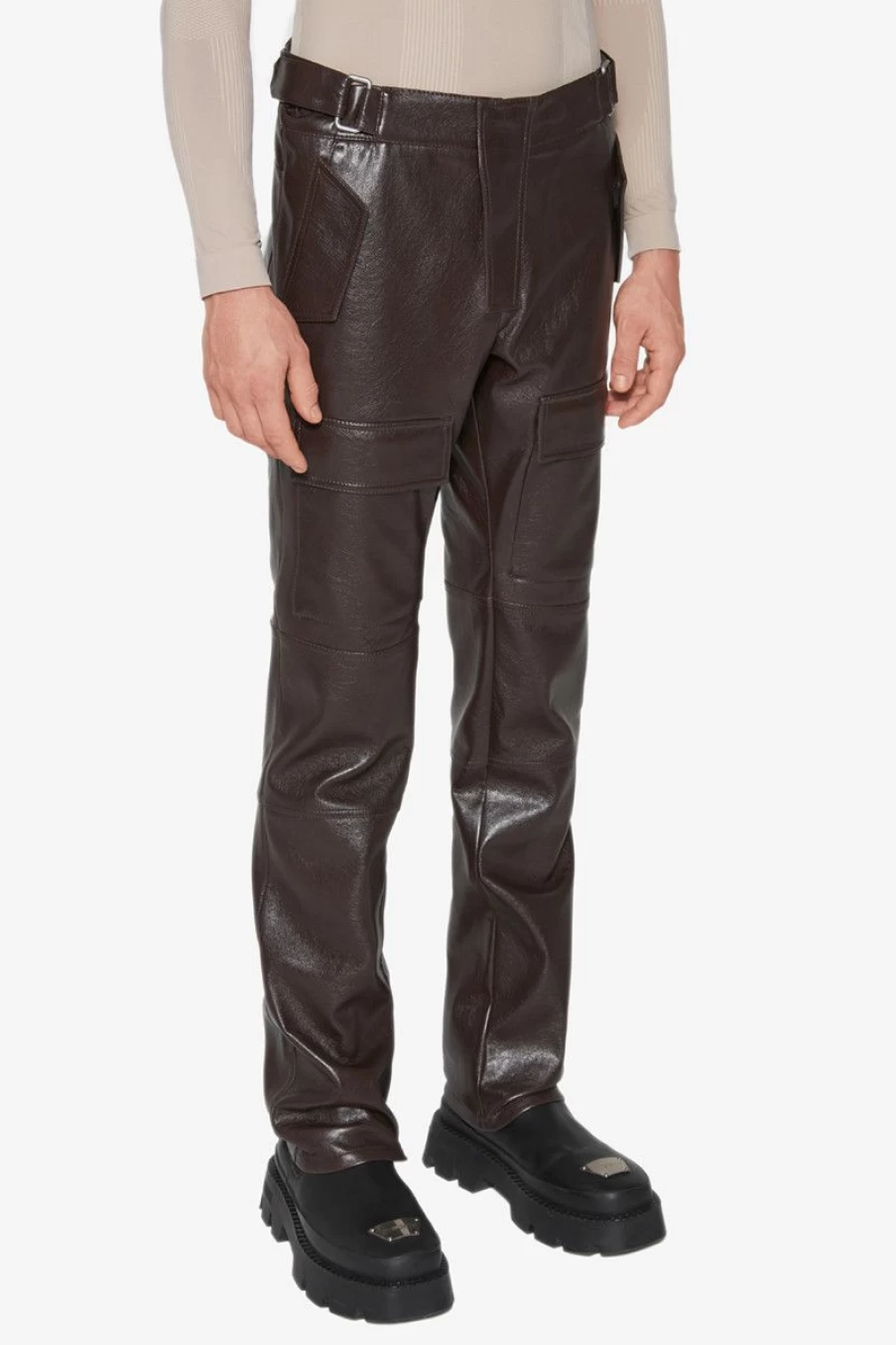 MISBHV Vegan Leather Moto Trousers Brown Wholesale