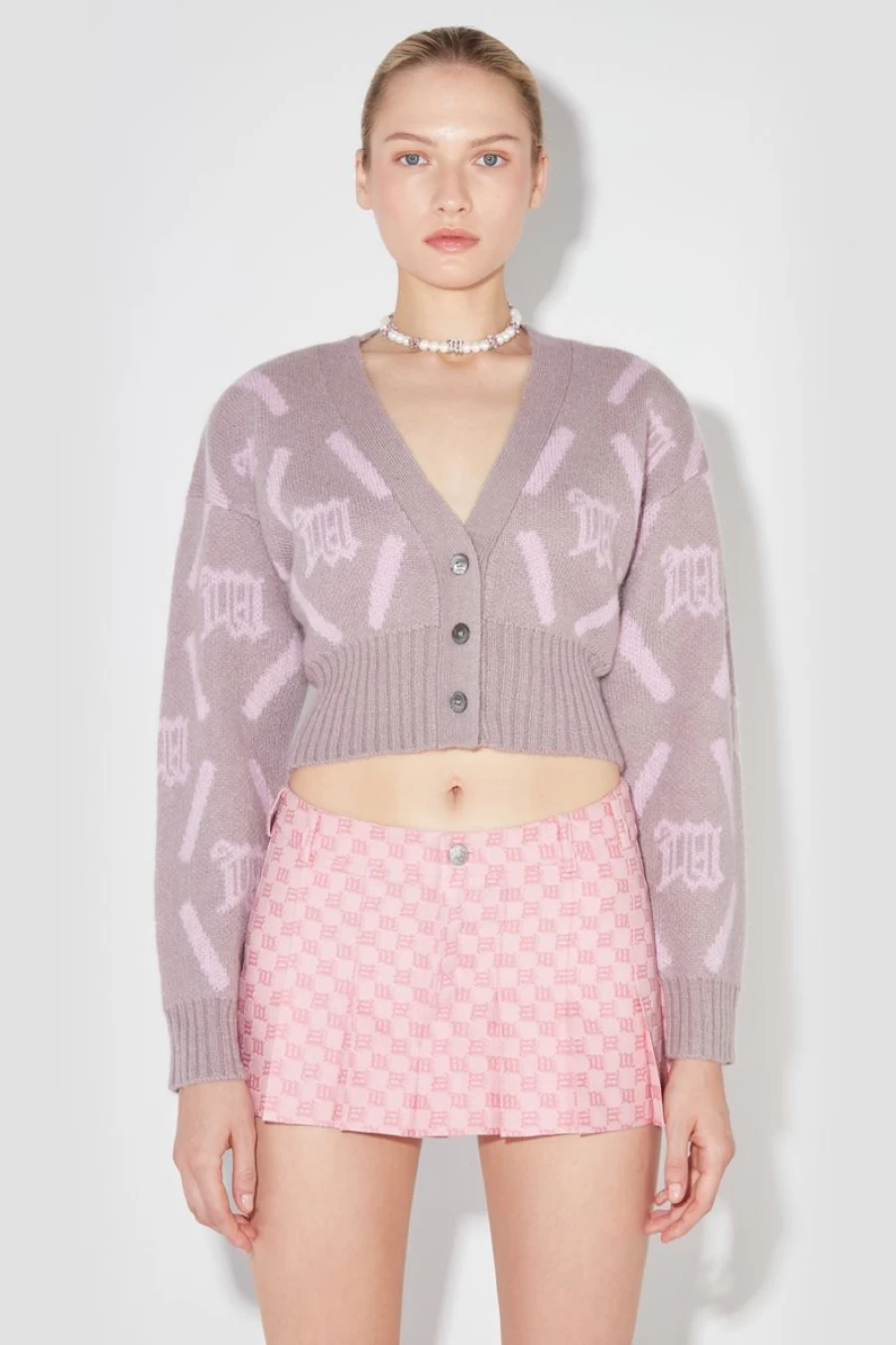 MISBHV M Argyle Knit Cardigan SmoNew Pink New