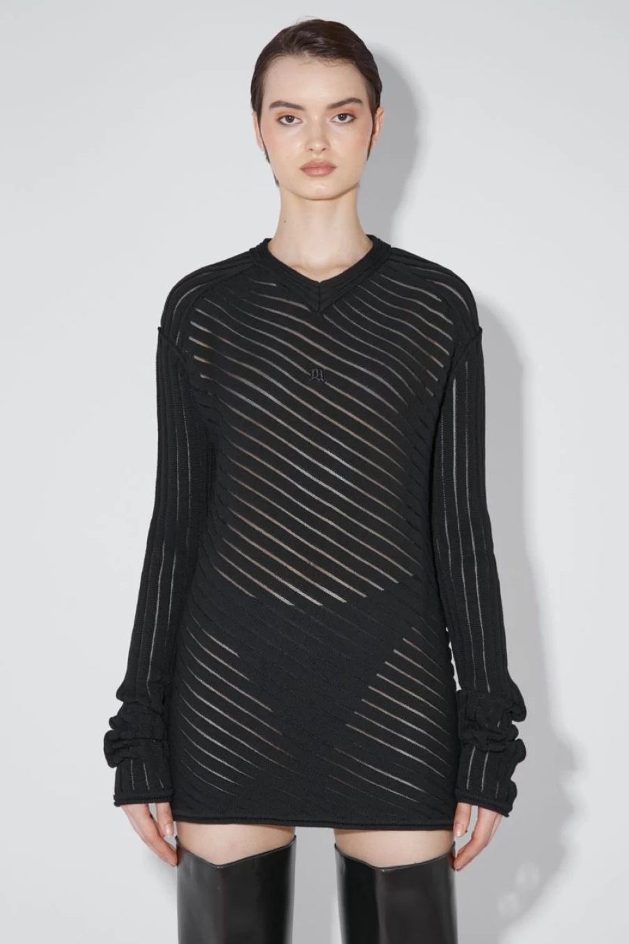 MISBHV Monofilament Pinstripe Knitted Longsleeve Black Online