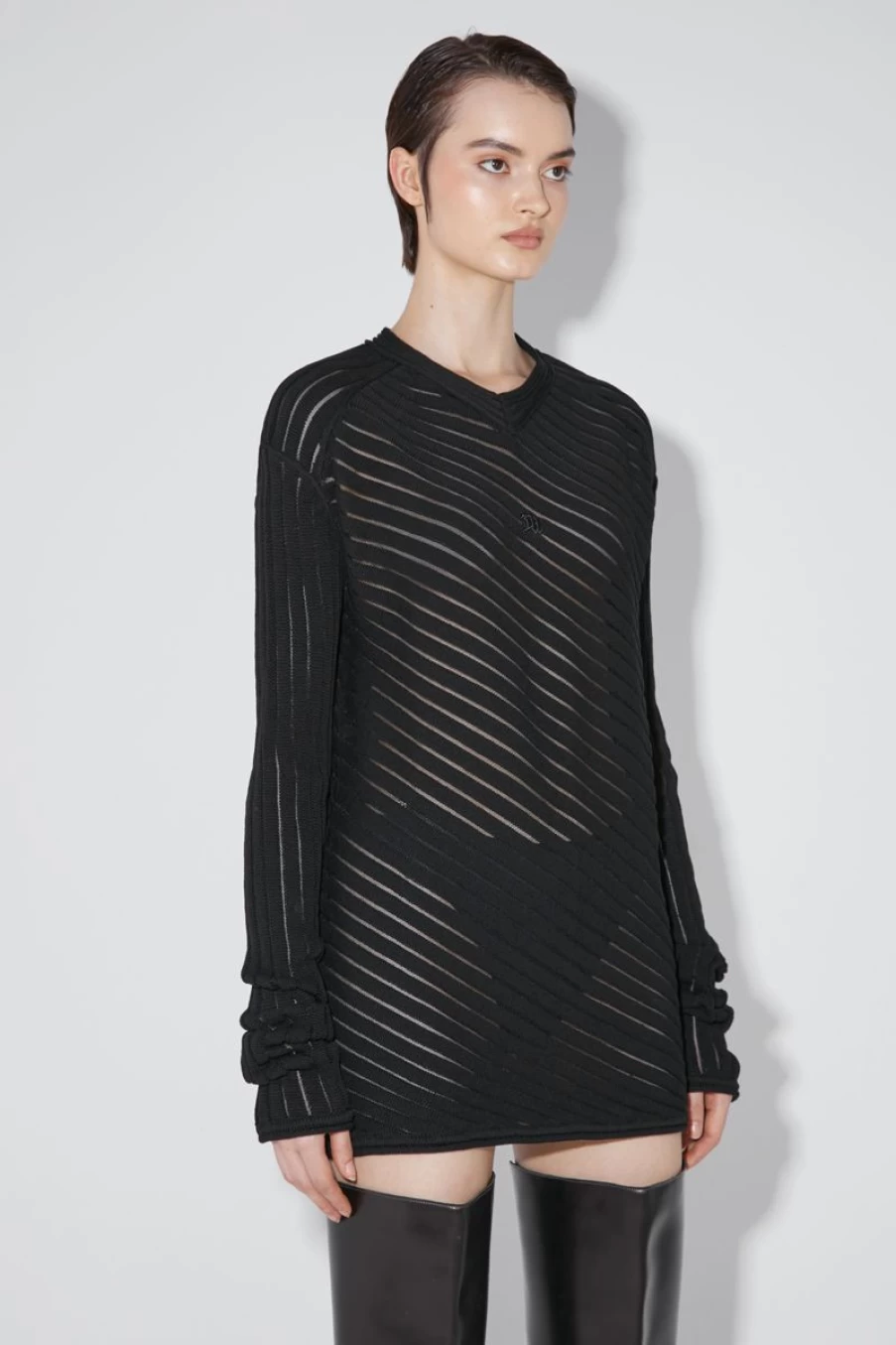 MISBHV Monofilament Pinstripe Knitted Longsleeve Black Online