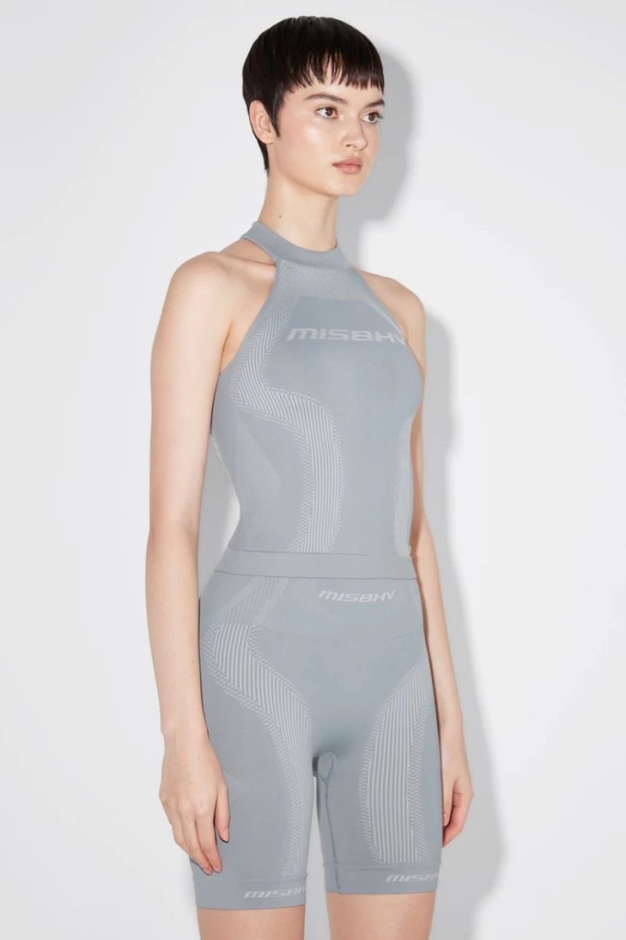 MISBHV Sport Halter Top Steel Blue Clearance