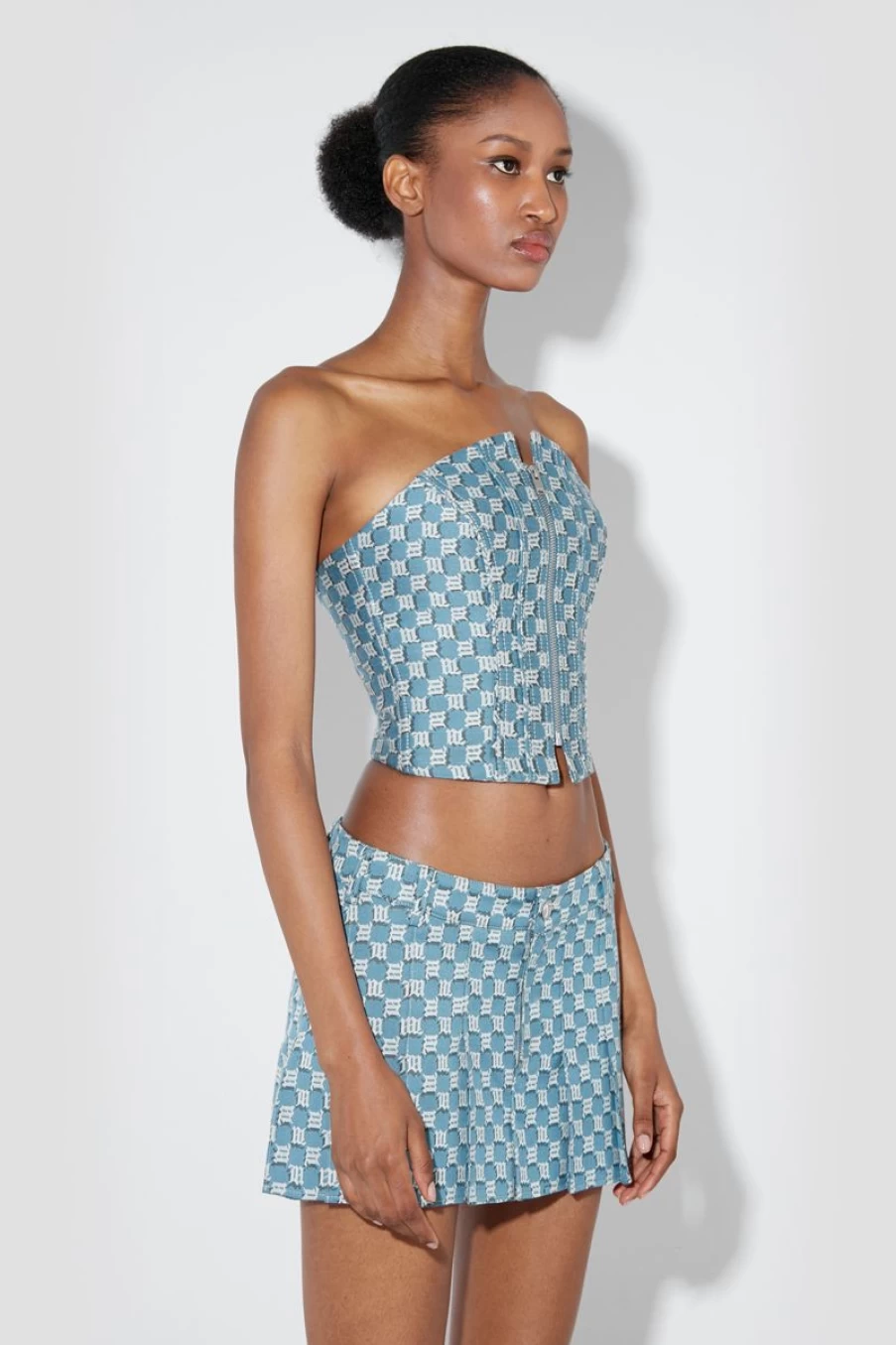 MISBHV Jacquard Canvas Monogram Corset Top Blue Wholesale