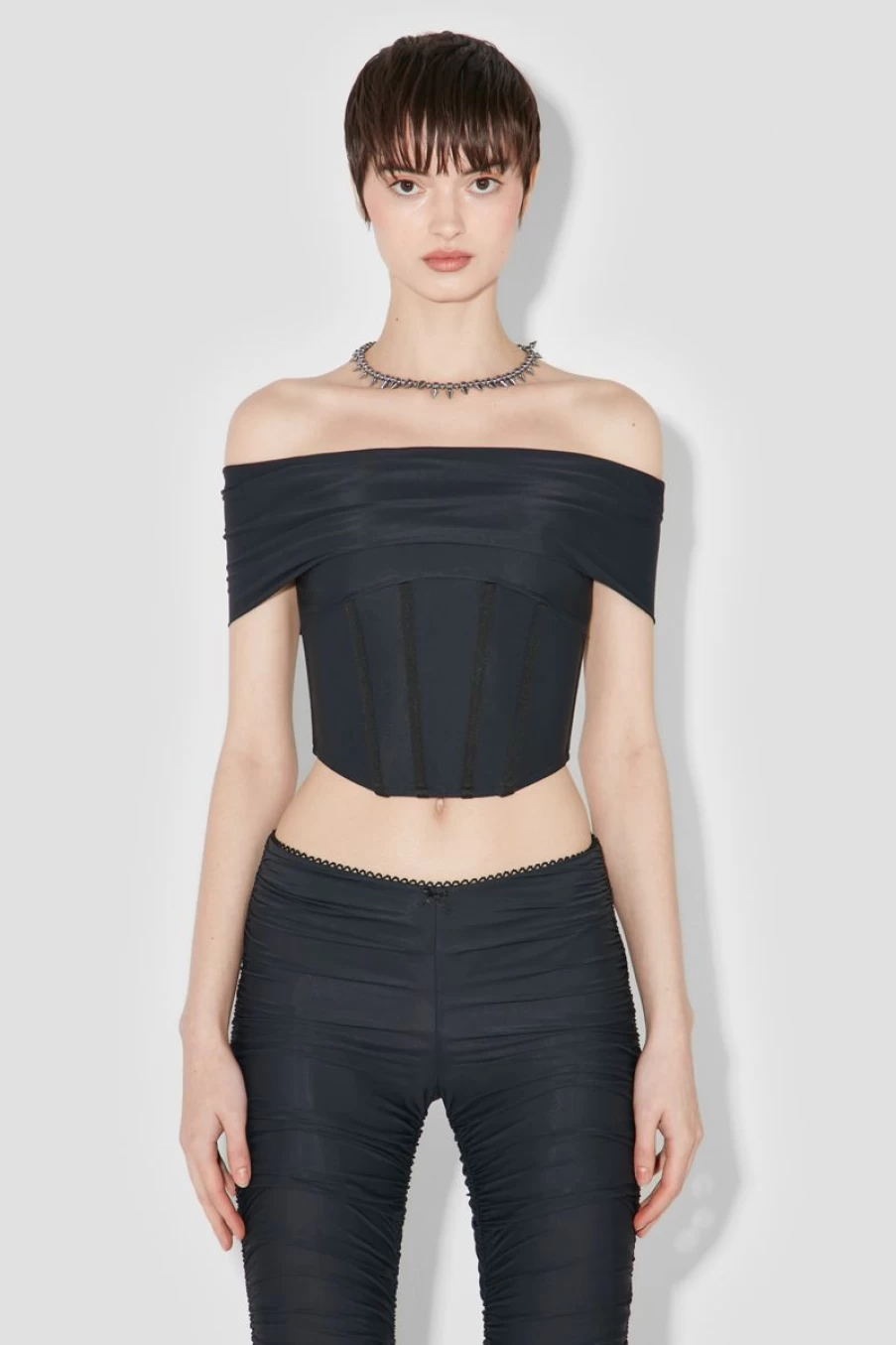 MISBHV Pandora Off Shoulder Corset Top Black Wholesale