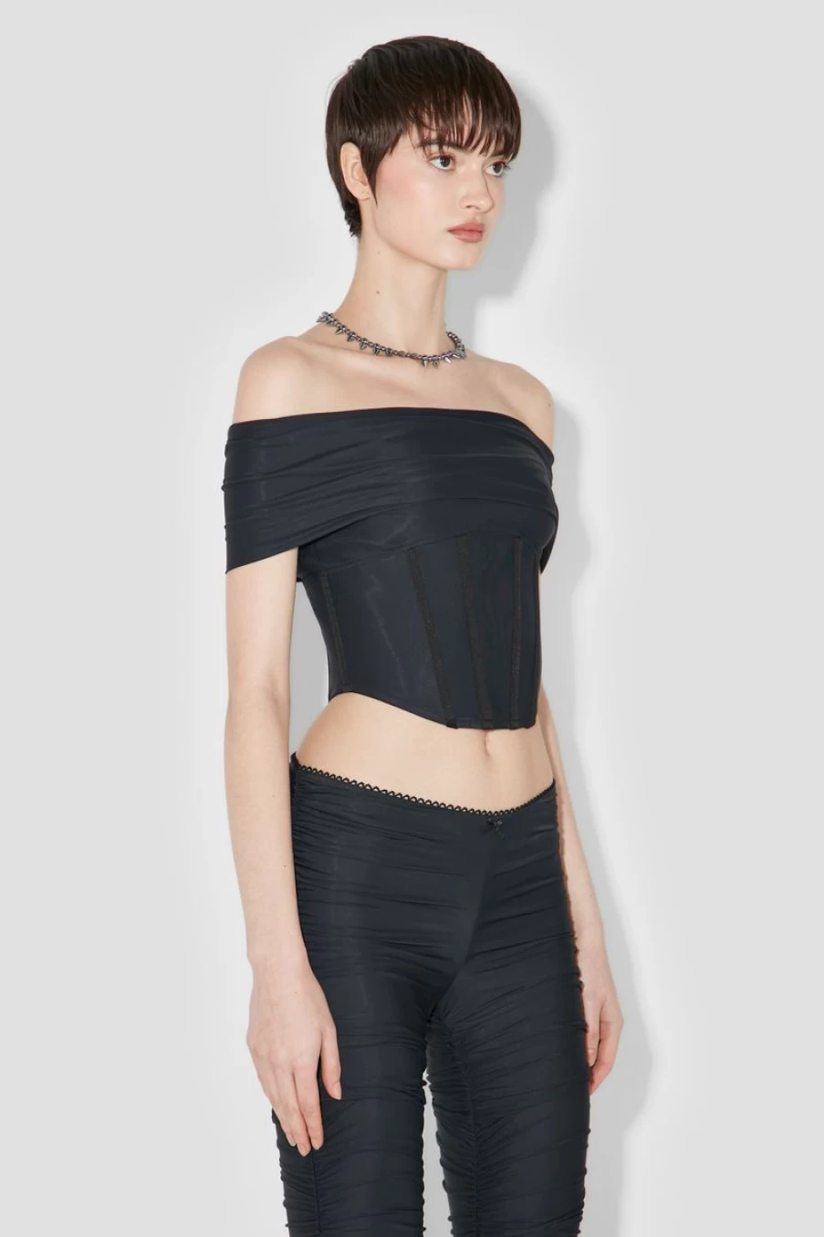 MISBHV Pandora Off Shoulder Corset Top Black Wholesale