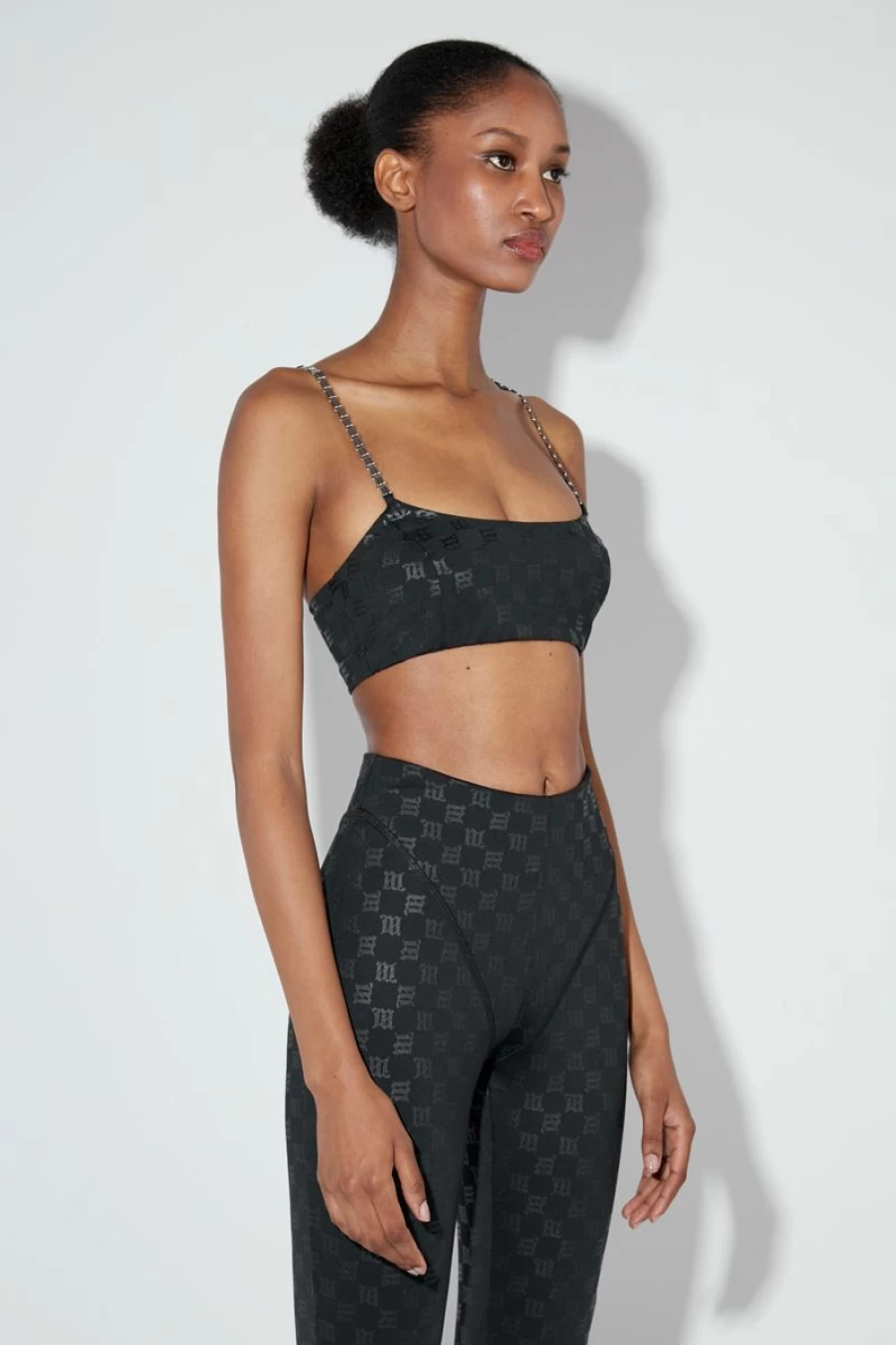 MISBHV Lycra Monogram Spaghetti Bralette Black Hot