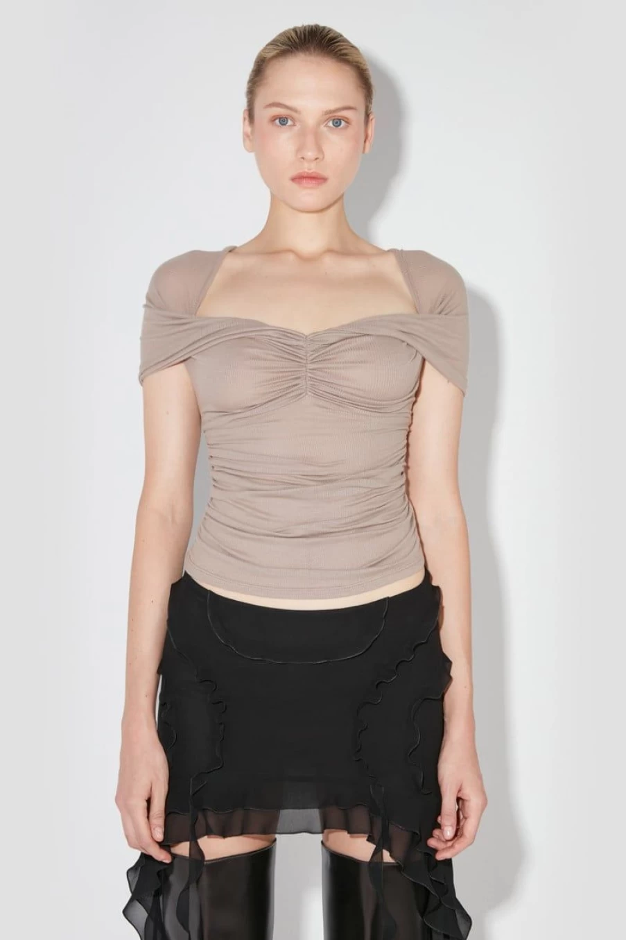 MISBHV Draped T-Shirt Taupe Clearance
