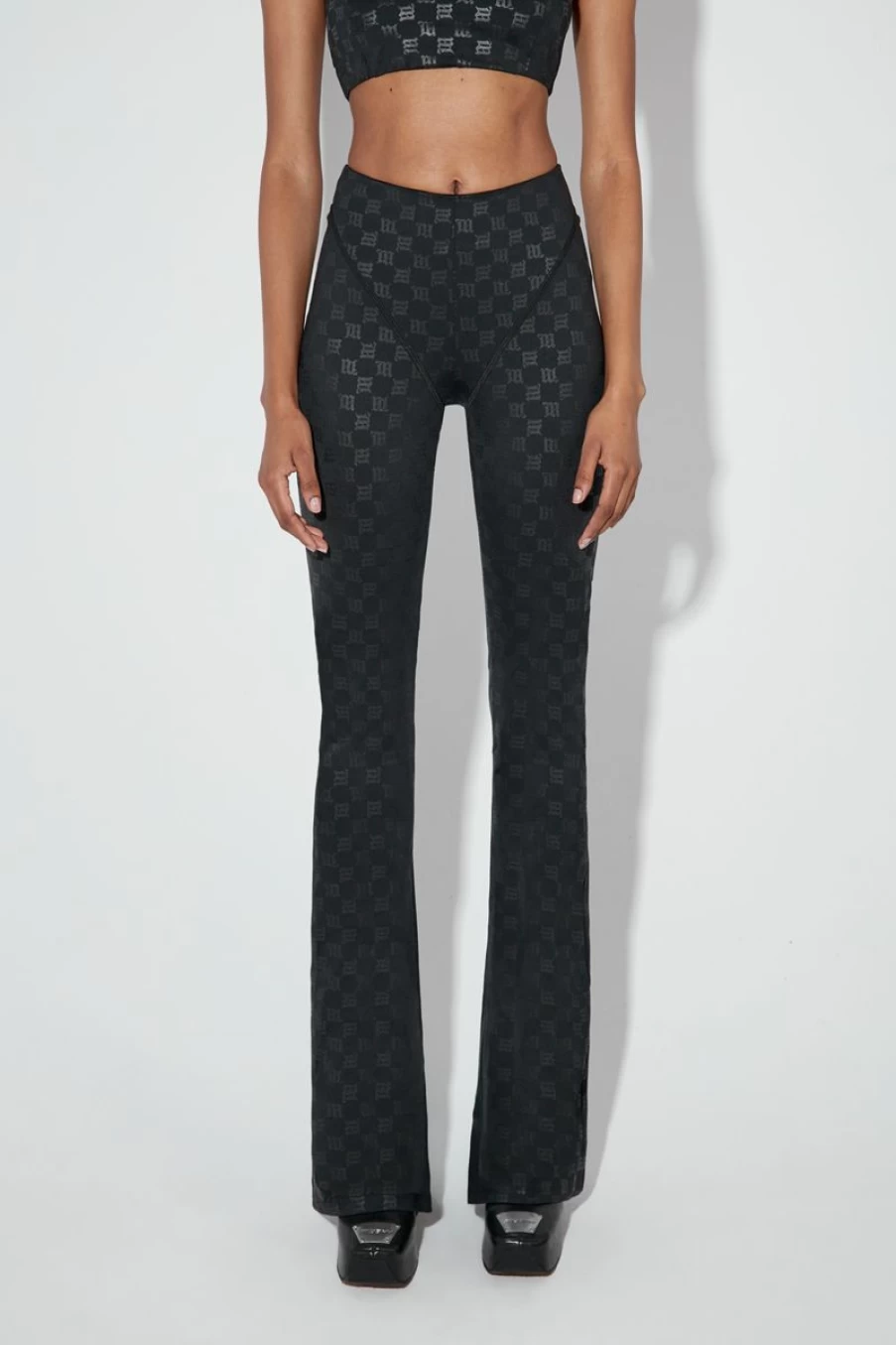 MISBHV Monogram Flared Trousers Black Online
