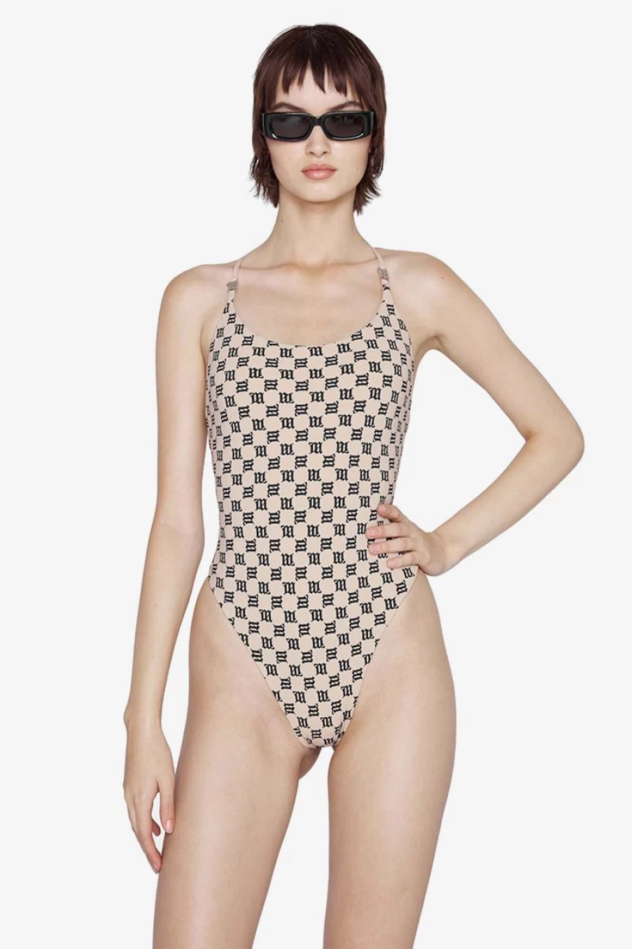 MISBHV Swim Signature Monogram One Piece Beige Clearance