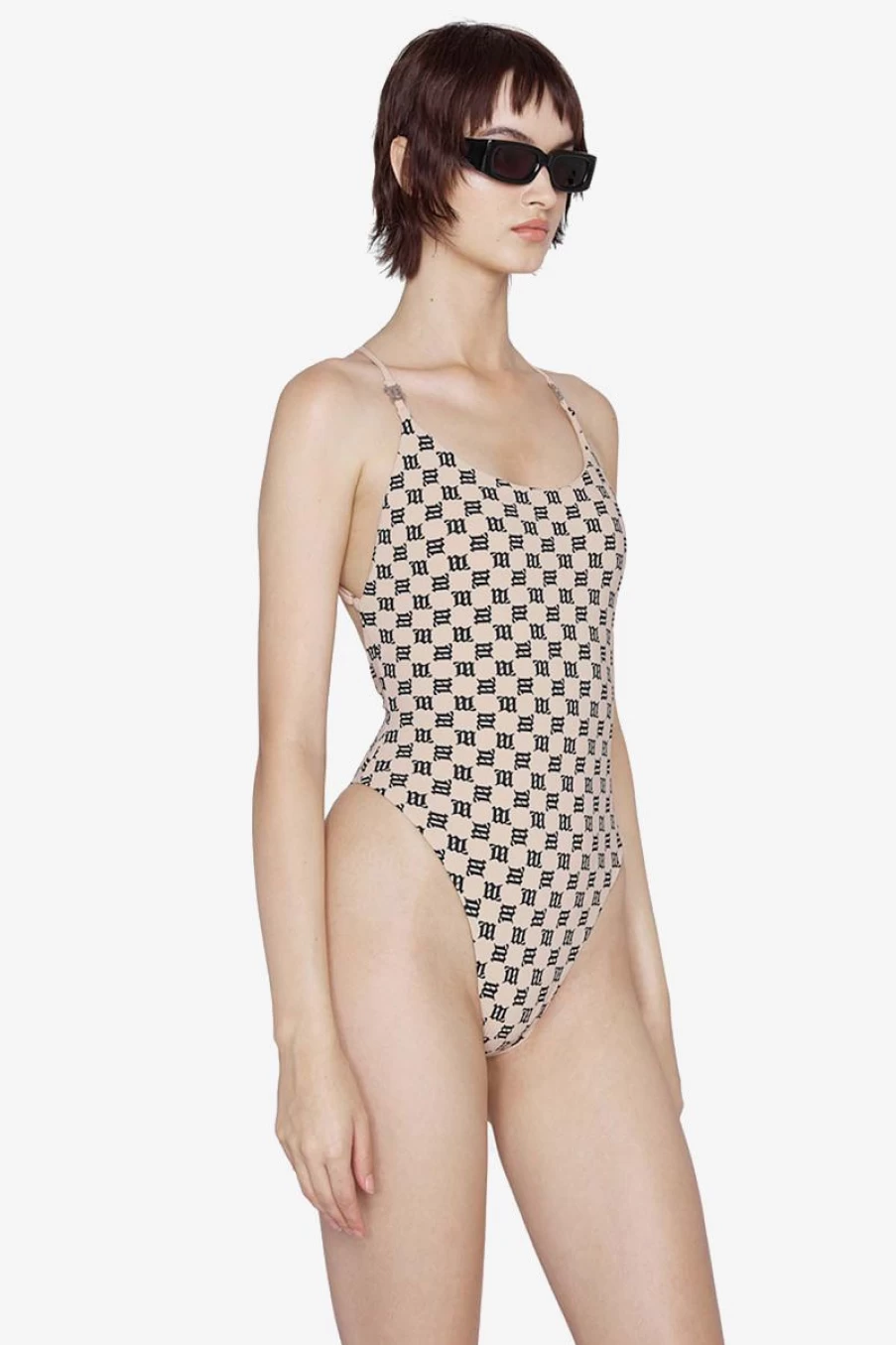 MISBHV Swim Signature Monogram One Piece Beige Clearance