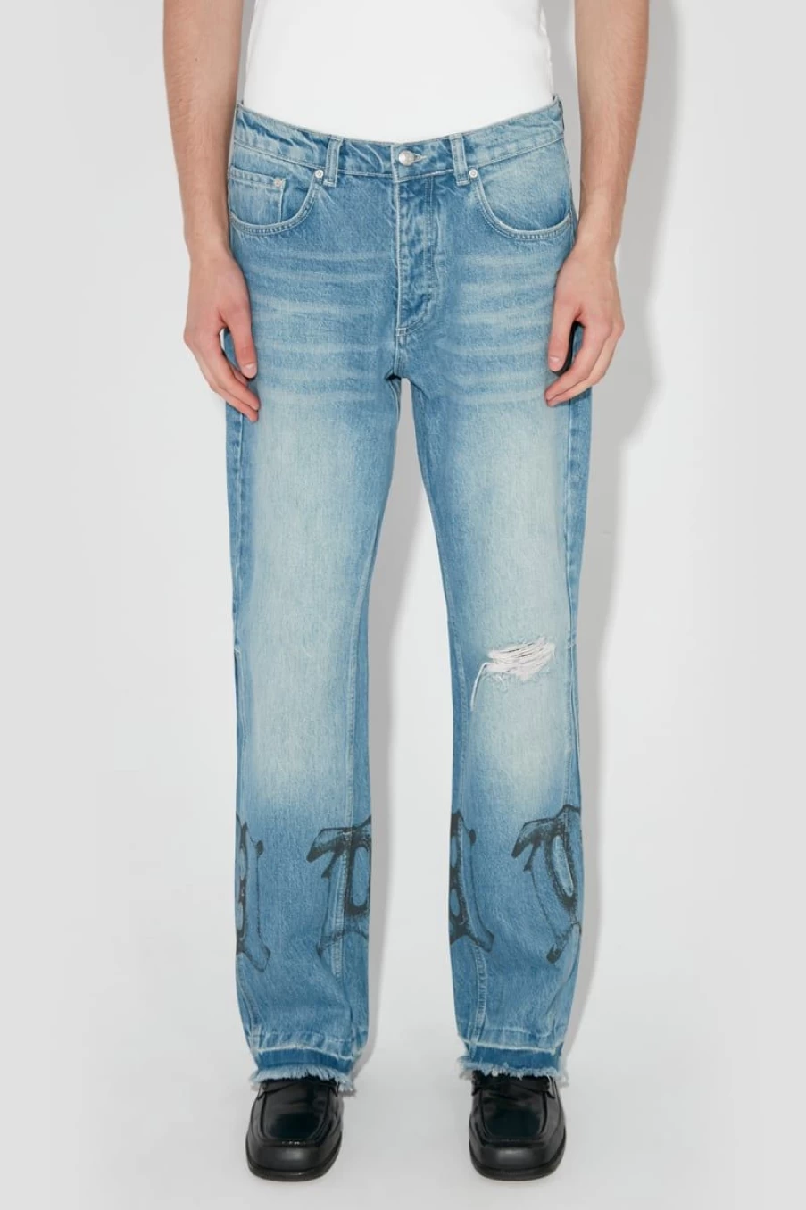MISBHV Distressed Flared La Trousers Blue Best