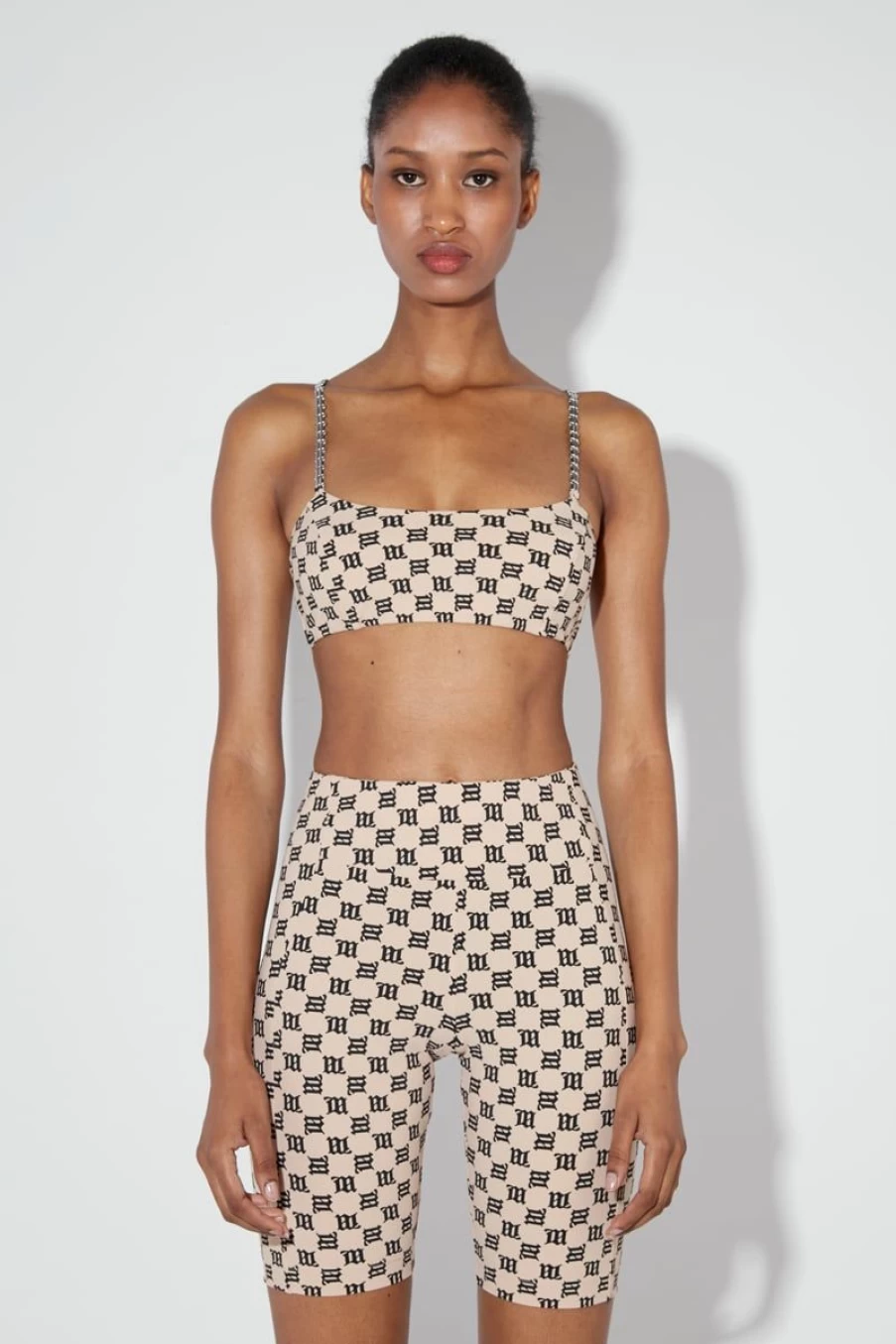 MISBHV Monogram Spaghetti Bralette Beige Clearance