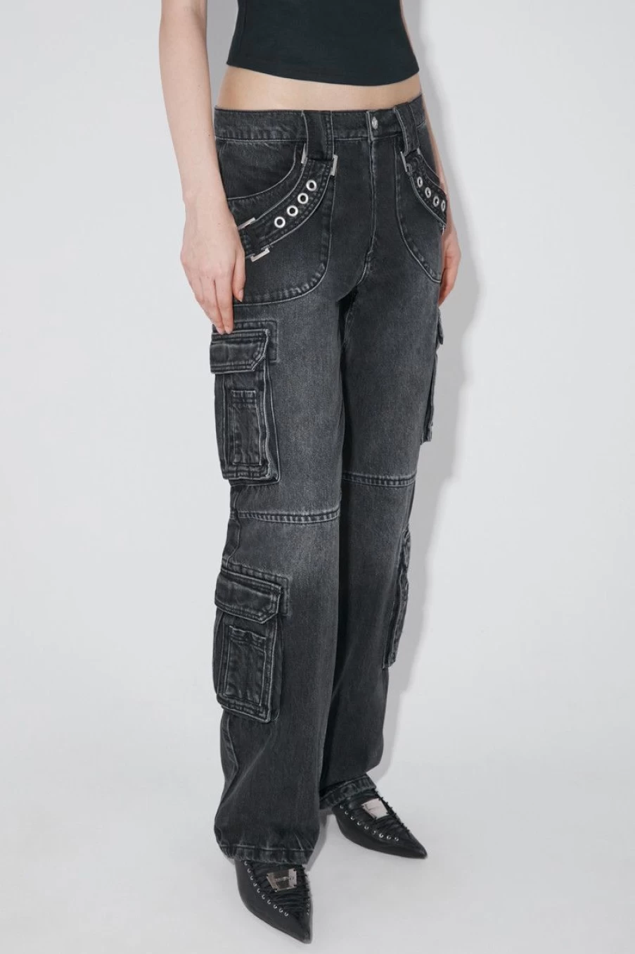 MISBHV Harness Strap Cargo Trousers Black Hot