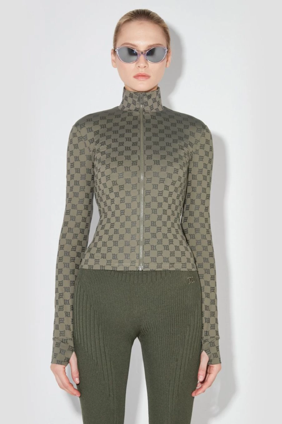 MISBHV Lycra Monogram Zip Top Grunge Olive Hot