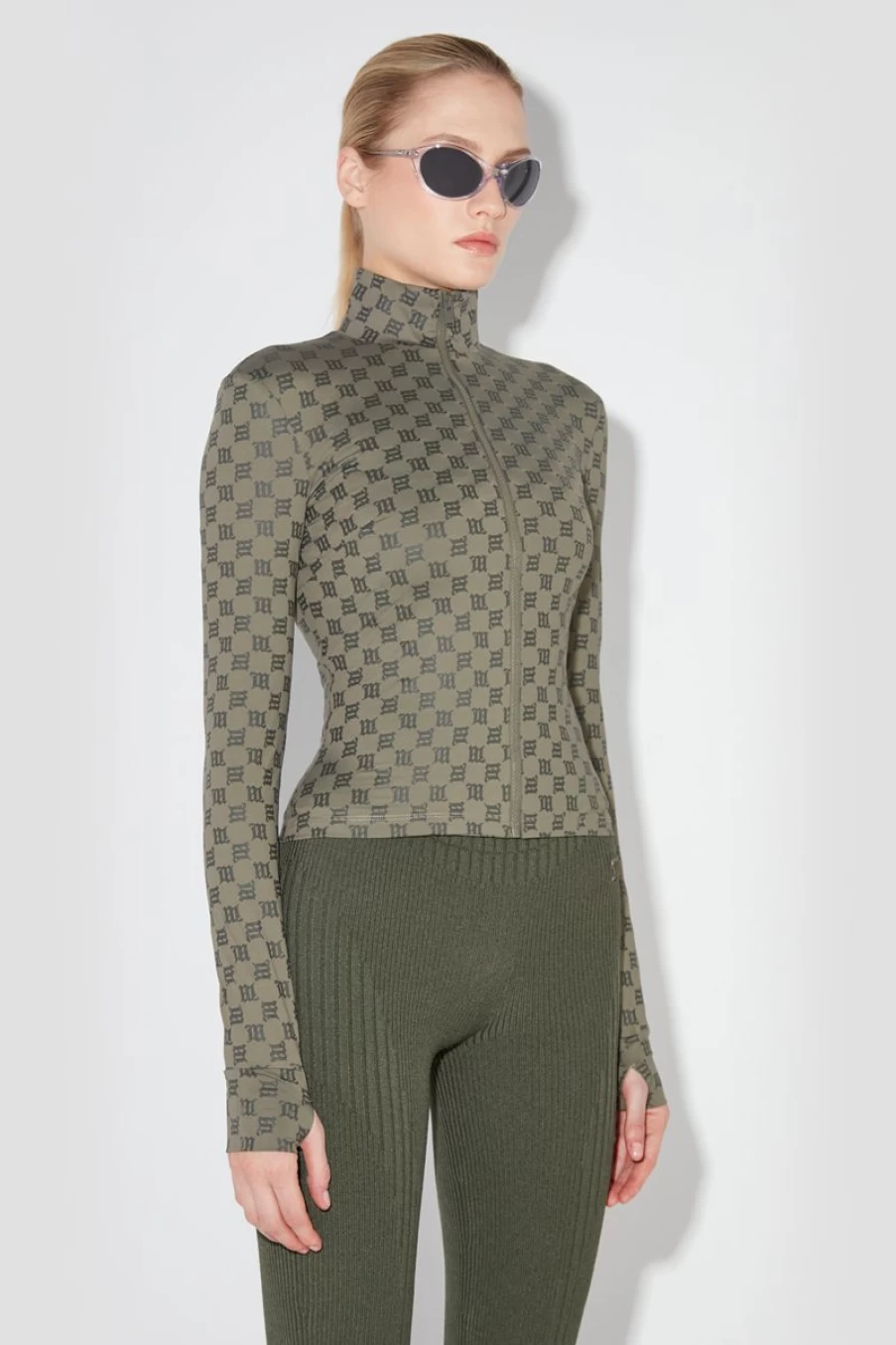 MISBHV Lycra Monogram Zip Top Grunge Olive Hot