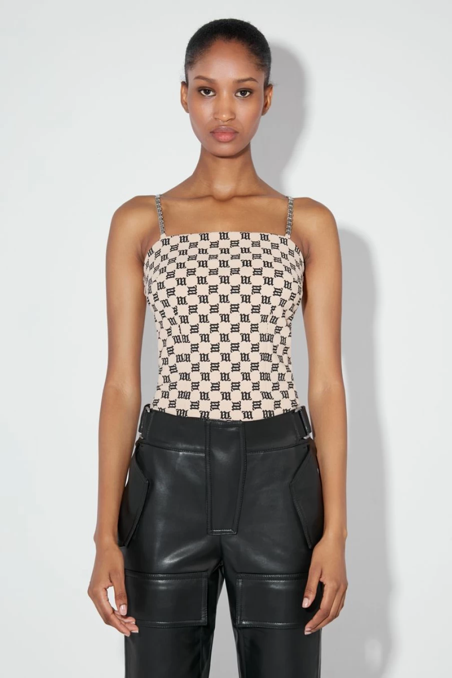 MISBHV Monogram Spaghetti Top Beige Clearance