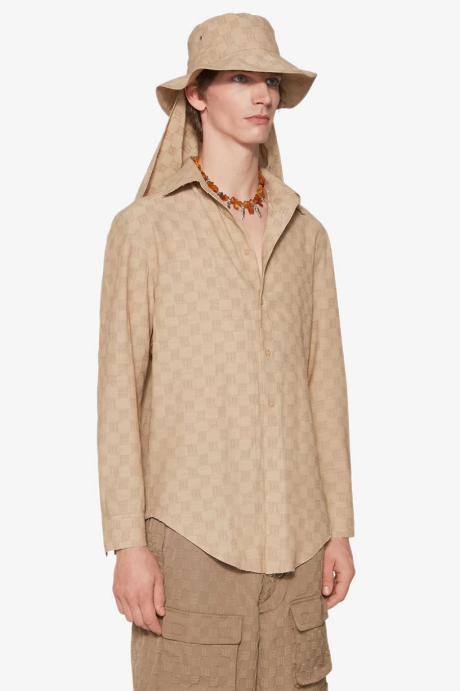 MISBHV Jordan Barrett Oversize Monogram Wool Shirt Beige Online