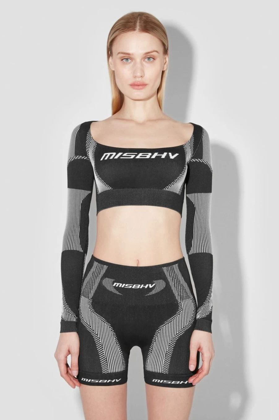 MISBHV Sport Longsleeve Cropped Square Shaped Black/White Clearance
