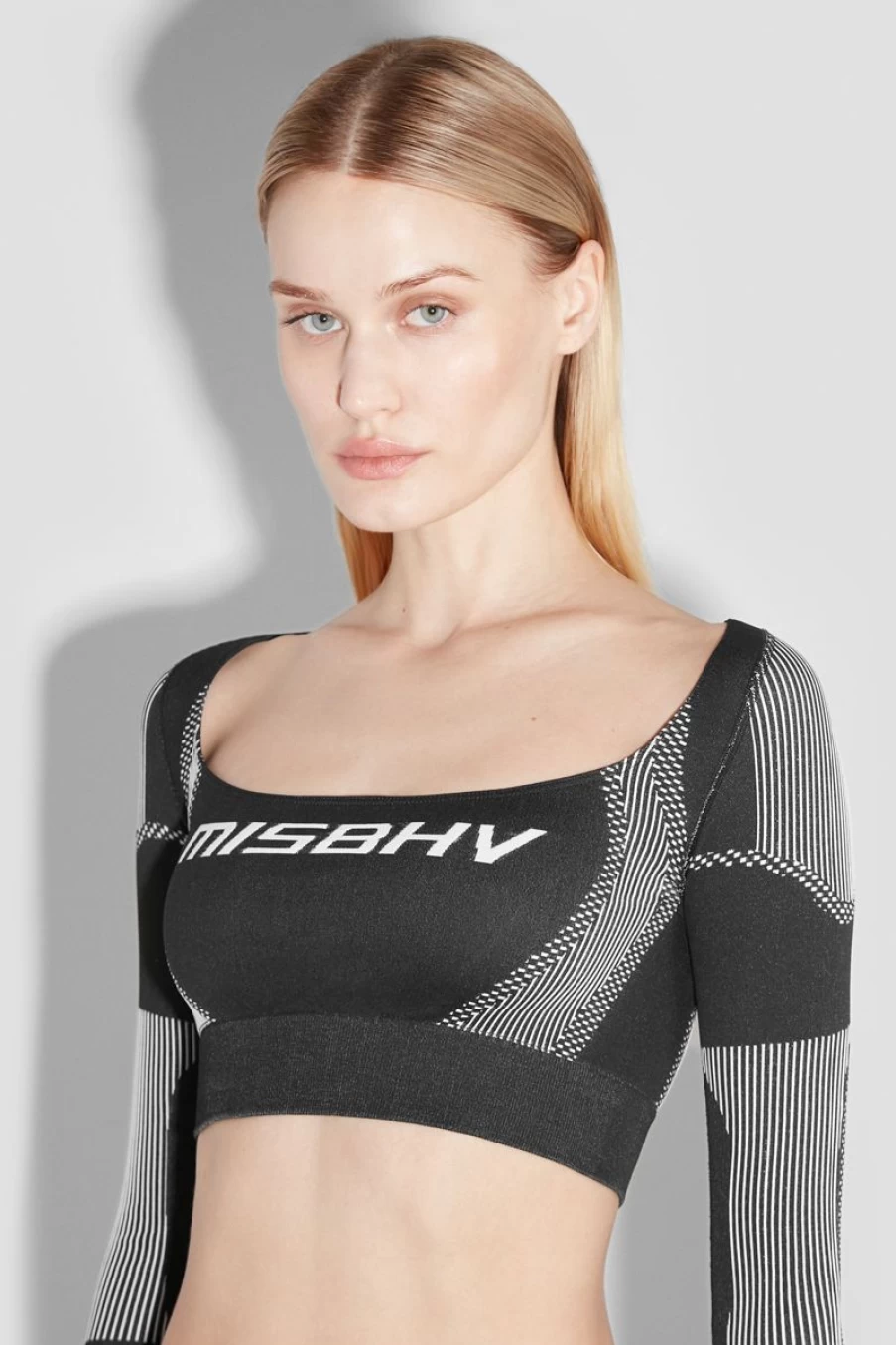 MISBHV Sport Longsleeve Cropped Square Shaped Black/White Clearance