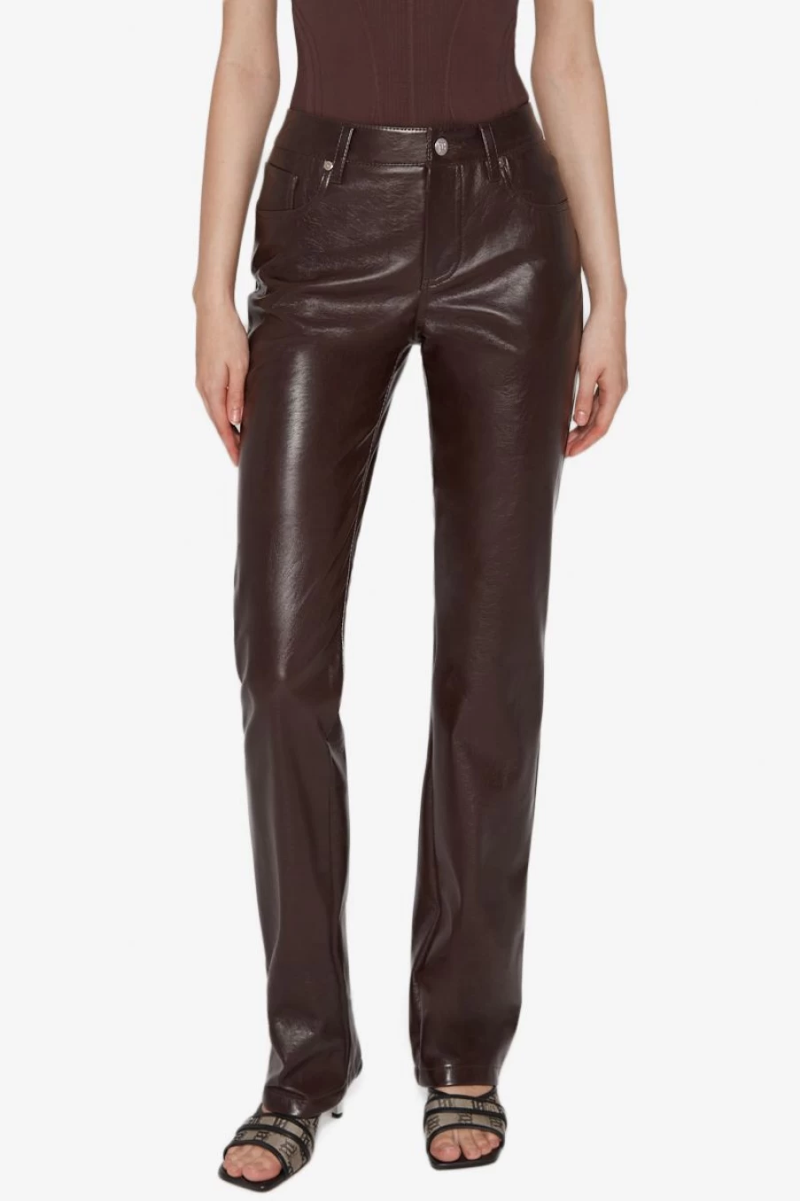 MISBHV Vegan Leather Trousers Brown Clearance