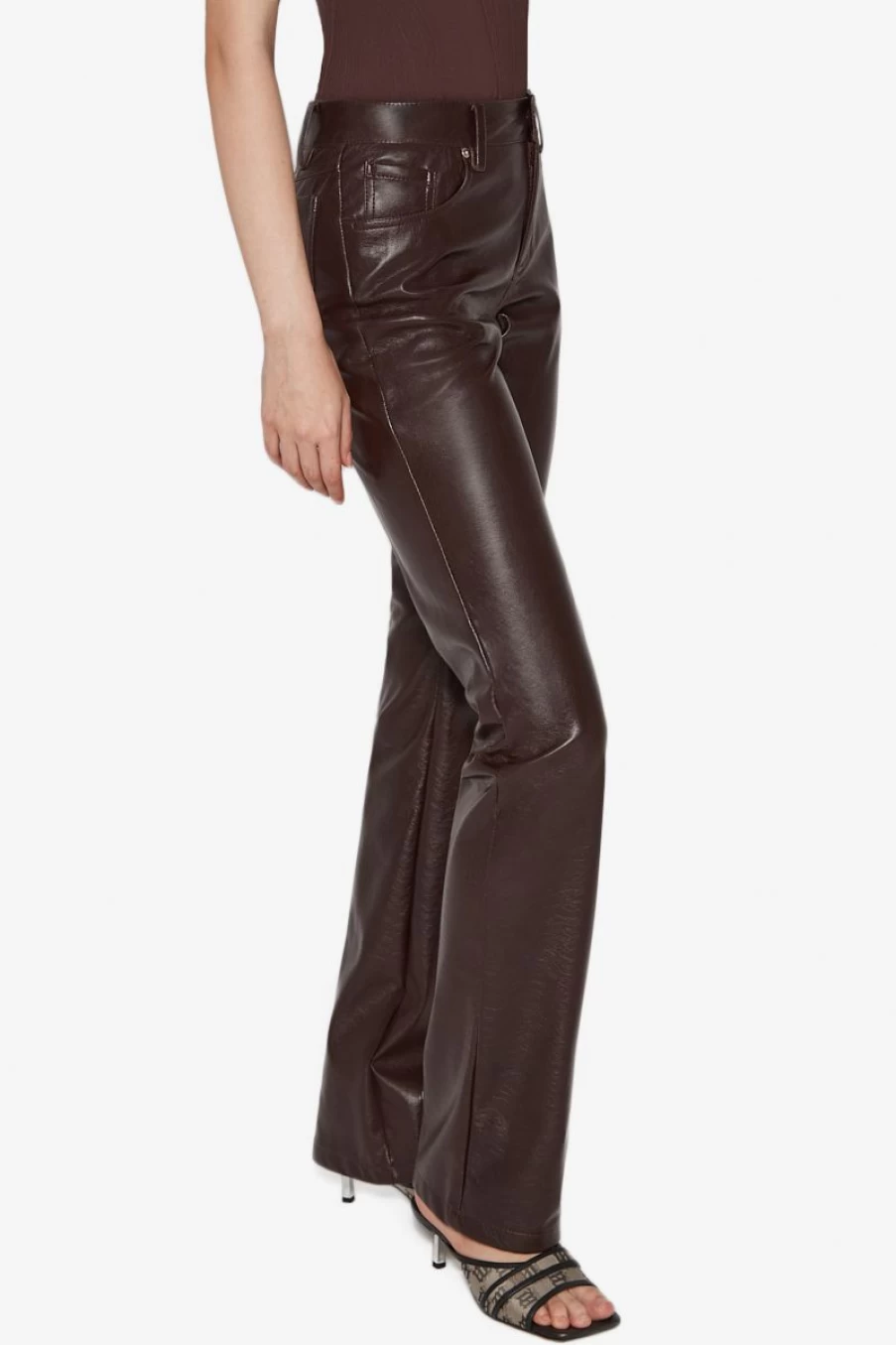 MISBHV Vegan Leather Trousers Brown Clearance