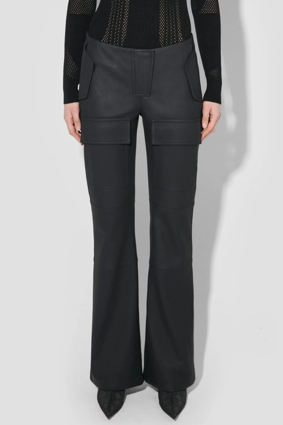 MISBHV Matte Faux Leather Moto Trousers Black Clearance