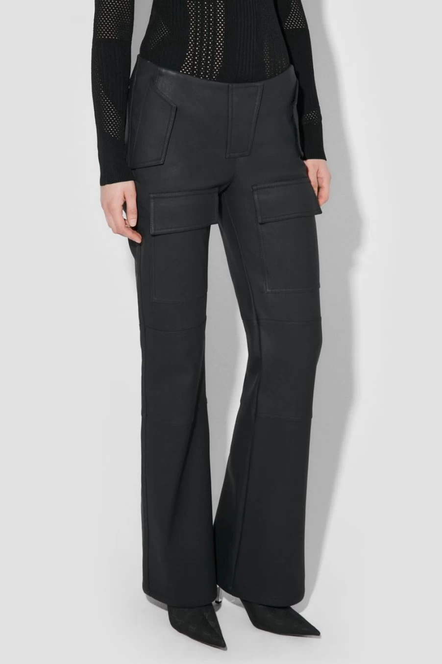 MISBHV Matte Faux Leather Moto Trousers Black Clearance