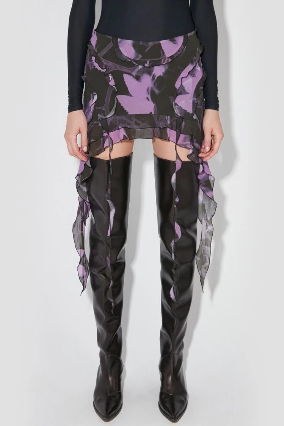 MISBHV Ruffled Floral Chiffon Mini Skirt Multicolor Hot