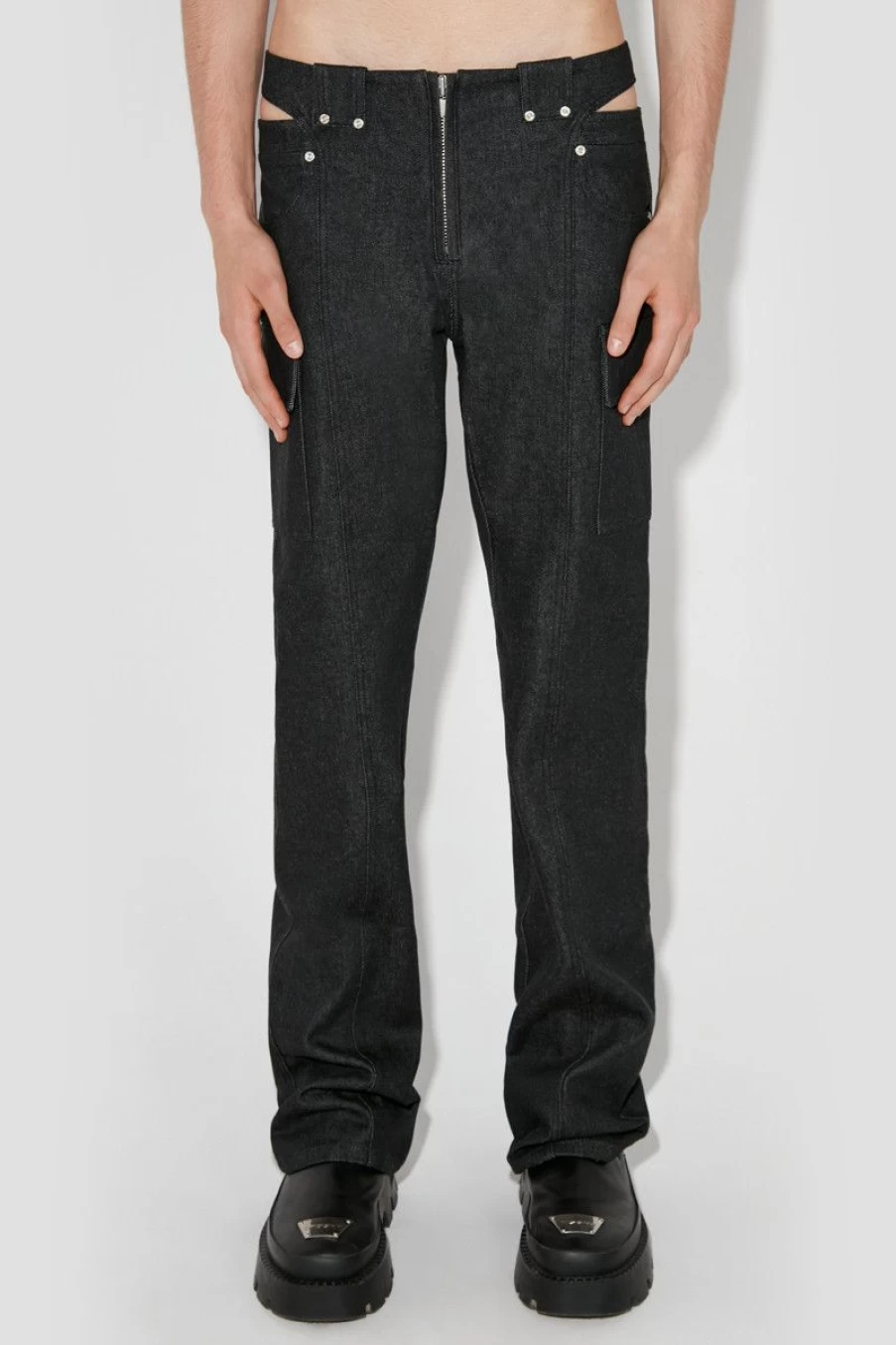 MISBHV Dark Room Cut Out Trousers Black Hot