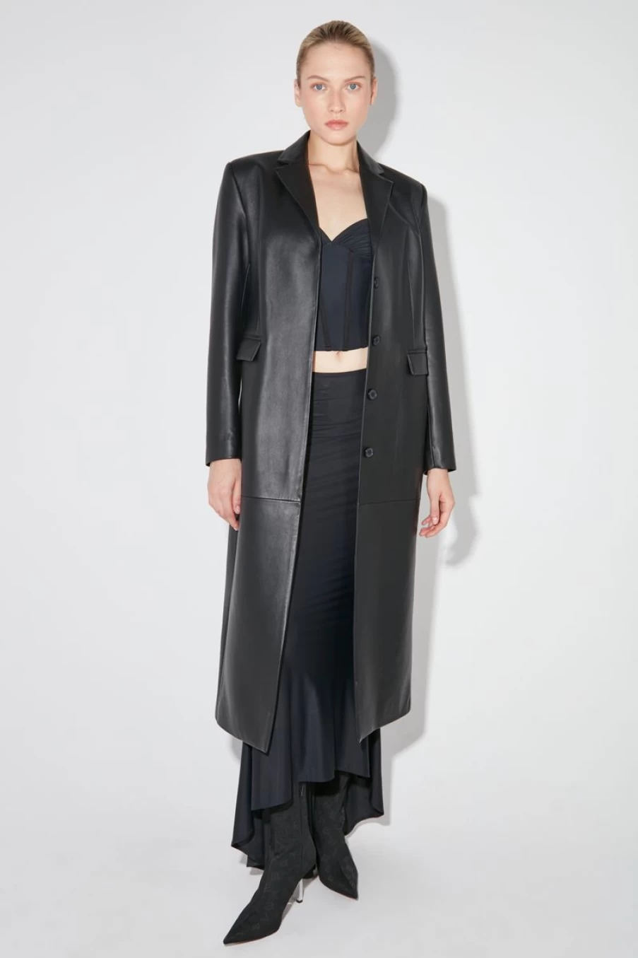 MISBHV Long Leather Coat Black Online