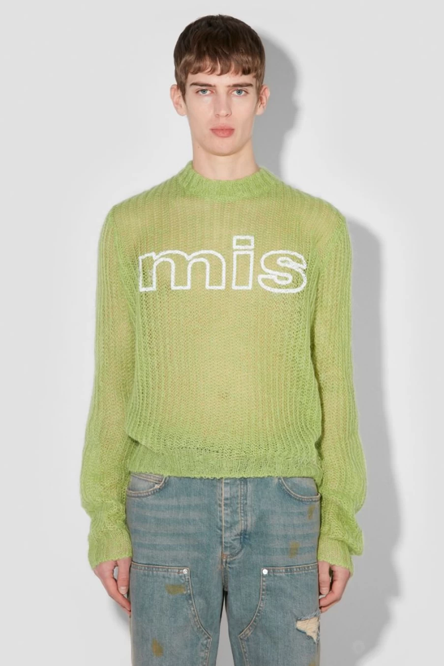 MISBHV Unbrushed Mohair Open Knit Lime Clearance