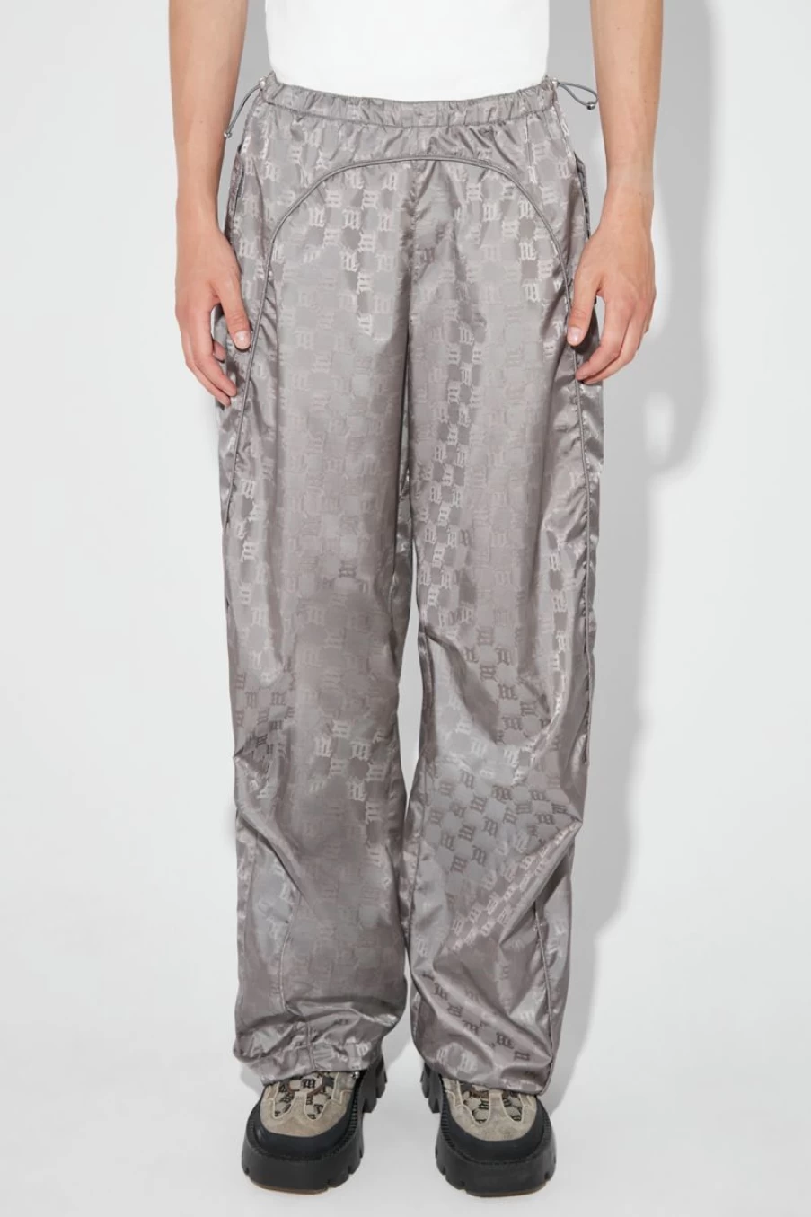 MISBHV Nylon Monogram Parachute Trousers Grey Wholesale